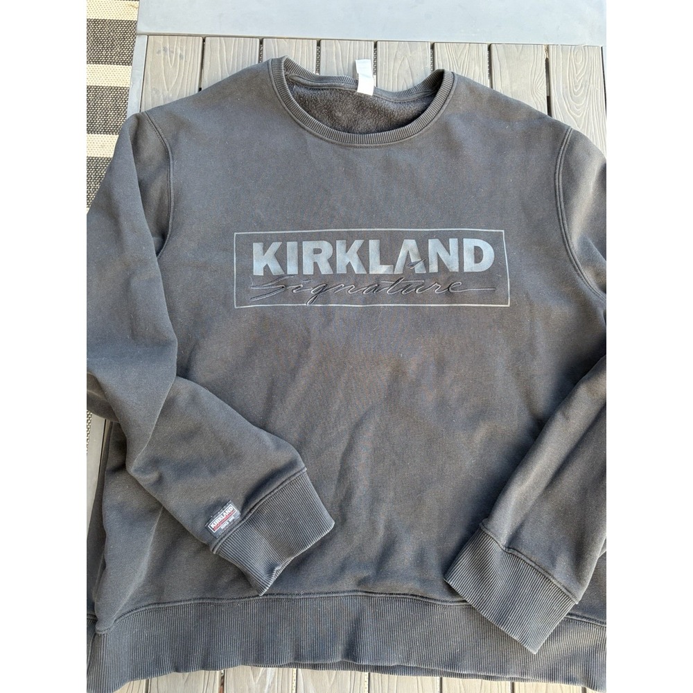 Vtg Large Kirkland Signature Logo Crewneck Costco Tonal Black sweater vintage